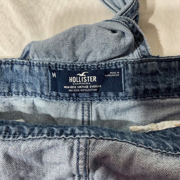 Hollister Overalls Womens Blue Denim Bib  Wide-Leg Adjustable Straps Size M - Picture 8 of 14